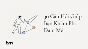 Minh họa cho 30 Câu Hỏi Giúp Bạn Khám Phá Đam Mê: Một người nối ba dấu chấm tượng trưng cho sở thích, trải nghiệm và thế mạnh; các điểm gặp nhau mở ra một lối đi nhỏ phía trước.