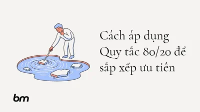 Minh họa cho Cách áp dụng Quy tắc 80/20 để sắp xếp ưu tiên: Một người cân nhắc vài khối công việc, tập trung vào khối tạo ra kết quả nổi bật nhất rồi quan sát dấu hiệu tác động để quyết định có tiếp tục ưu tiên hay không.