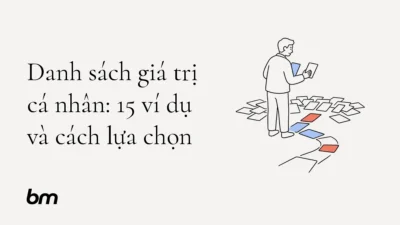 Minh họa cho Danh sách giá trị cá nhân: 15 ví dụ và cách lựa chọn: Một người đứng trước nhiều tấm thẻ trống, chọn một vài thẻ để xếp thành con đường riêng phía trước.