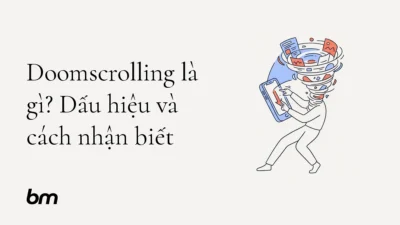 Minh họa cho Doomscrolling là gì? Dấu hiệu và cách nhận biết: Một người bị cuốn vào vòng xoáy đi xuống của các mẩu nội dung tiêu cực trên màn hình, gợi cảm giác khó dừng lại mà không cần dùng chữ.