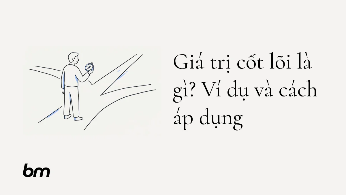 Minh họa cho Giá trị cốt lõi là gì? Ví dụ và cách áp dụng: Một người đứng trước hai lối đi đơn giản, chọn con đường phù hợp với chiếc la bàn nhỏ trong tay.