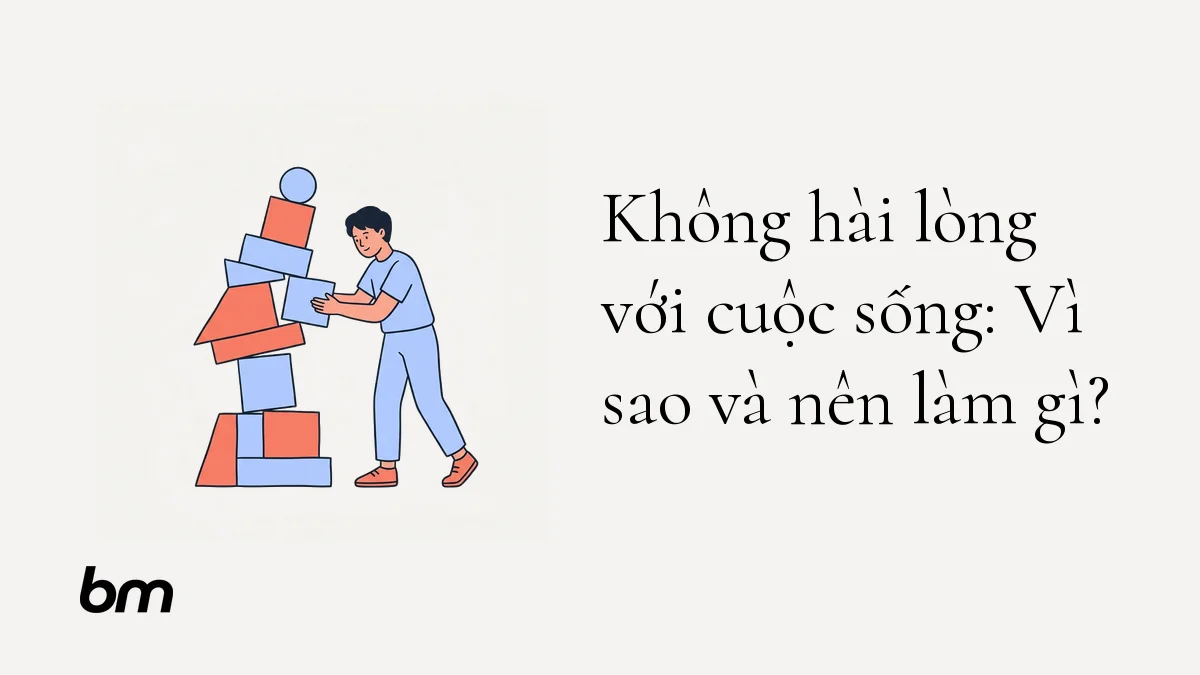 Minh họa cho Không hài lòng với cuộc sống: Vì sao và nên làm gì?: Một người trẻ nhẹ nhàng di chuyển một khối trong chồng khối lệch để đưa toàn bộ cấu trúc về trạng thái cân bằng.