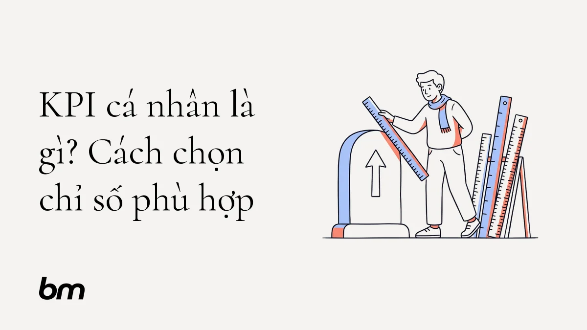 Minh họa cho KPI cá nhân là gì? Cách chọn chỉ số phù hợp: Một người cân nhắc giữa đích đến và chiếc thước đo, chọn thước đo phù hợp để theo dõi hành trình của mình.