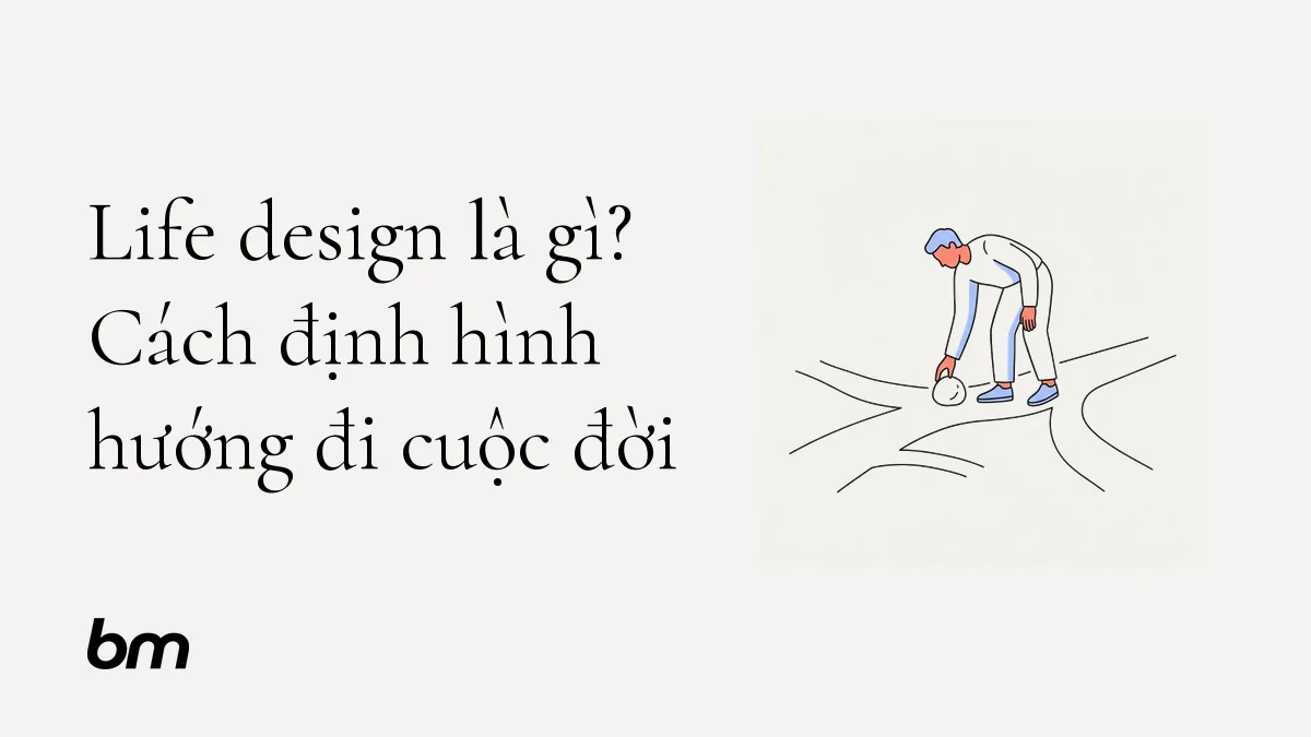 Minh họa cho Life design là gì? Cách định hình hướng đi cuộc đời: Một người đứng trước những lối rẽ tối giản, đặt viên đá đầu tiên lên con đường mình muốn thử.