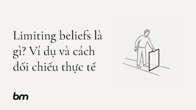 Minh họa cho Limiting beliefs là gì? Ví dụ và cách đối chiếu thực tế: Một người đứng trước lối đi bị thu hẹp bởi tấm khung đen do chính người đó cầm; bên cạnh, lối đi rộng mở khi khung được hạ xuống, gợi việc kiểm chứng niềm tin để thấy thêm lựa chọn.