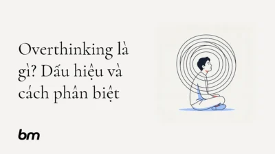 Minh họa cho Overthinking là gì? Dấu hiệu và cách phân biệt: Một người ngồi yên trong khi một nét đen duy nhất lặp thành vòng tròn quanh đầu, gợi cảm giác bị mắc kẹt trong suy nghĩ và khả năng nhìn ra vòng lặp.