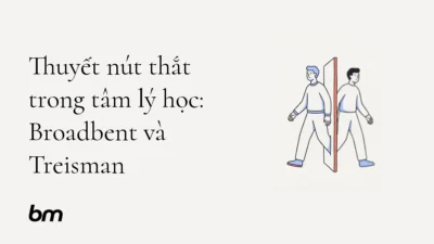 Minh họa cho Thuyết nút thắt trong tâm lý học: Broadbent và Treisman: Một dòng tín hiệu đi qua khe hẹp: phần được chú ý tiếp tục rõ nét, phần còn lại mờ đi nhưng vẫn lọt qua.