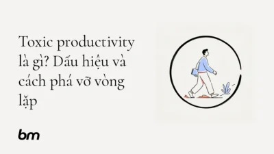 Minh họa cho Toxic productivity là gì? Dấu hiệu và cách phá vỡ vòng lặp: Một người bước ra khỏi vòng tròn nét đen tượng trưng cho chu kỳ làm việc không ngừng, hướng về khoảng trống yên tĩnh.