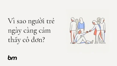 Minh họa cho Vì sao người trẻ ngày càng cảm thấy cô đơn?: Một người ngồi giữa những bóng người đứng gần nhưng quay lưng, đưa tay về phía một người khác đang hướng lại mình; khoảng trống giữa hai người trở thành tâm điểm của cảnh.